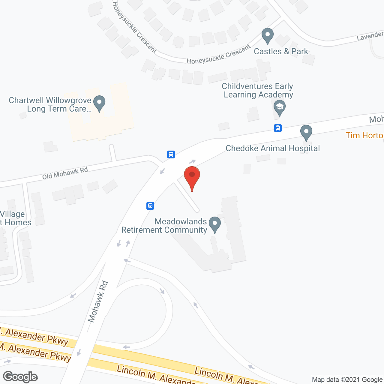 Map of the neighborhood around Meadowlands Retirement Residence