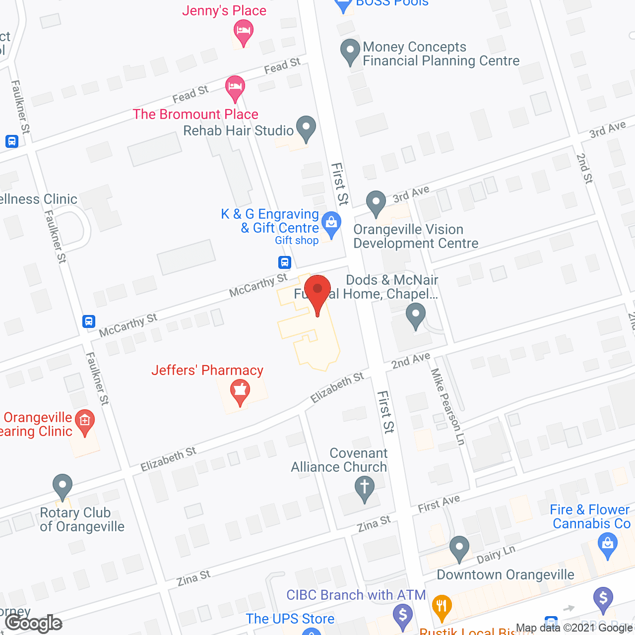 Map of the neighborhood around Lord Dufferin Centre