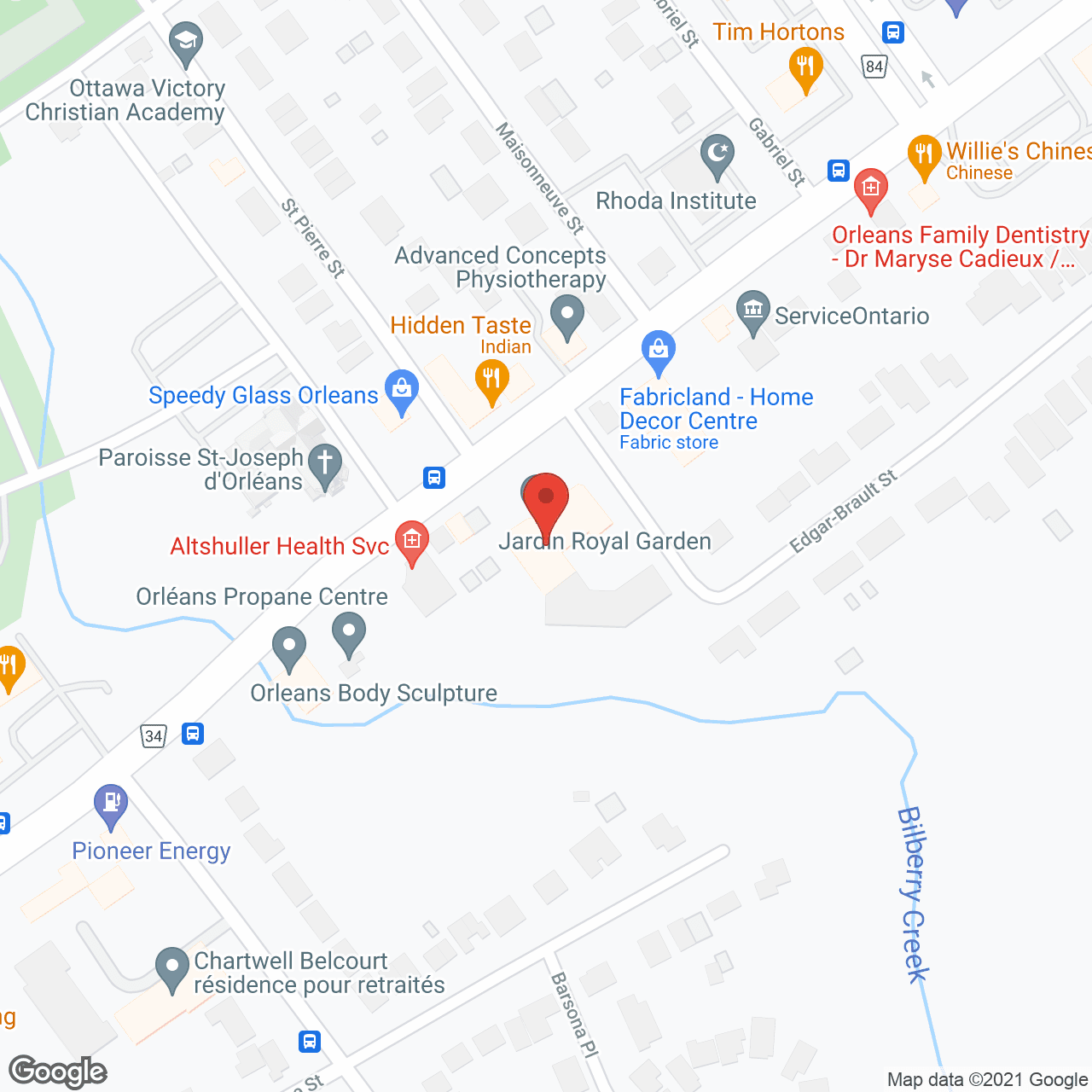 Map of the neighborhood around Jardin Royal Garden Inc.