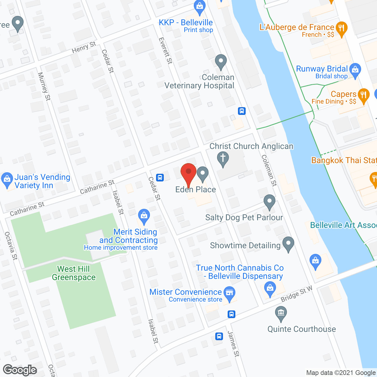 Map of the neighborhood around Eden Place Retirement Home