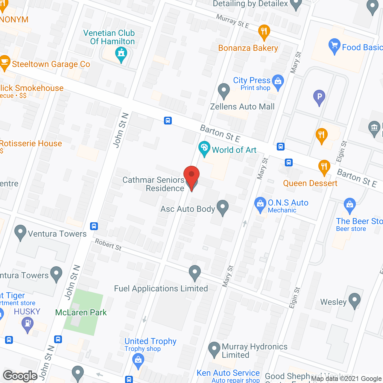 Map of the neighborhood around Cathmar Manor