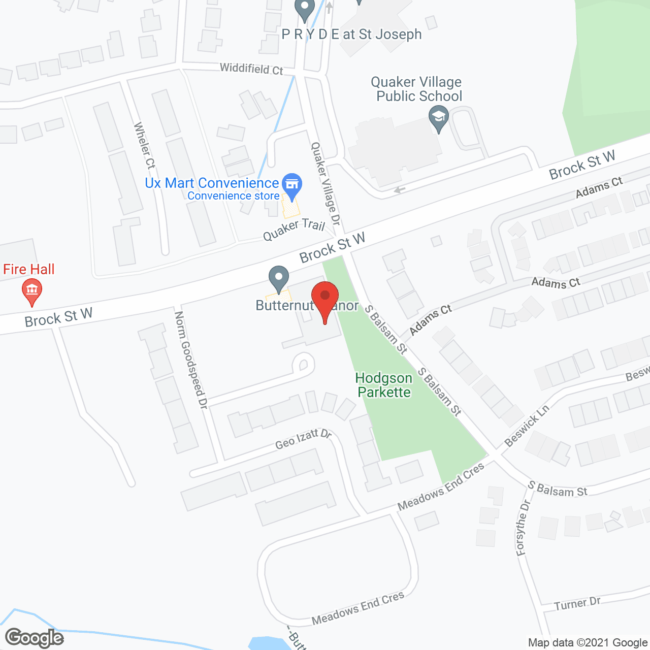 Map of the neighborhood around Butternut Manor