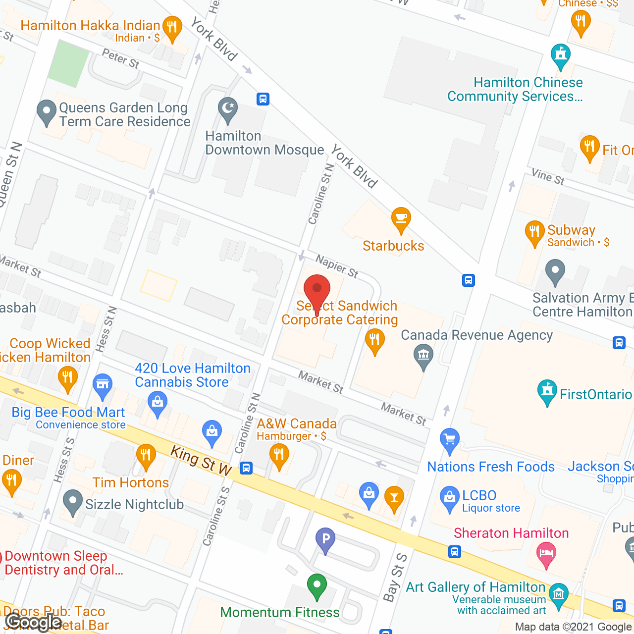 Map of the neighborhood around Caroline Place Retirement Residence