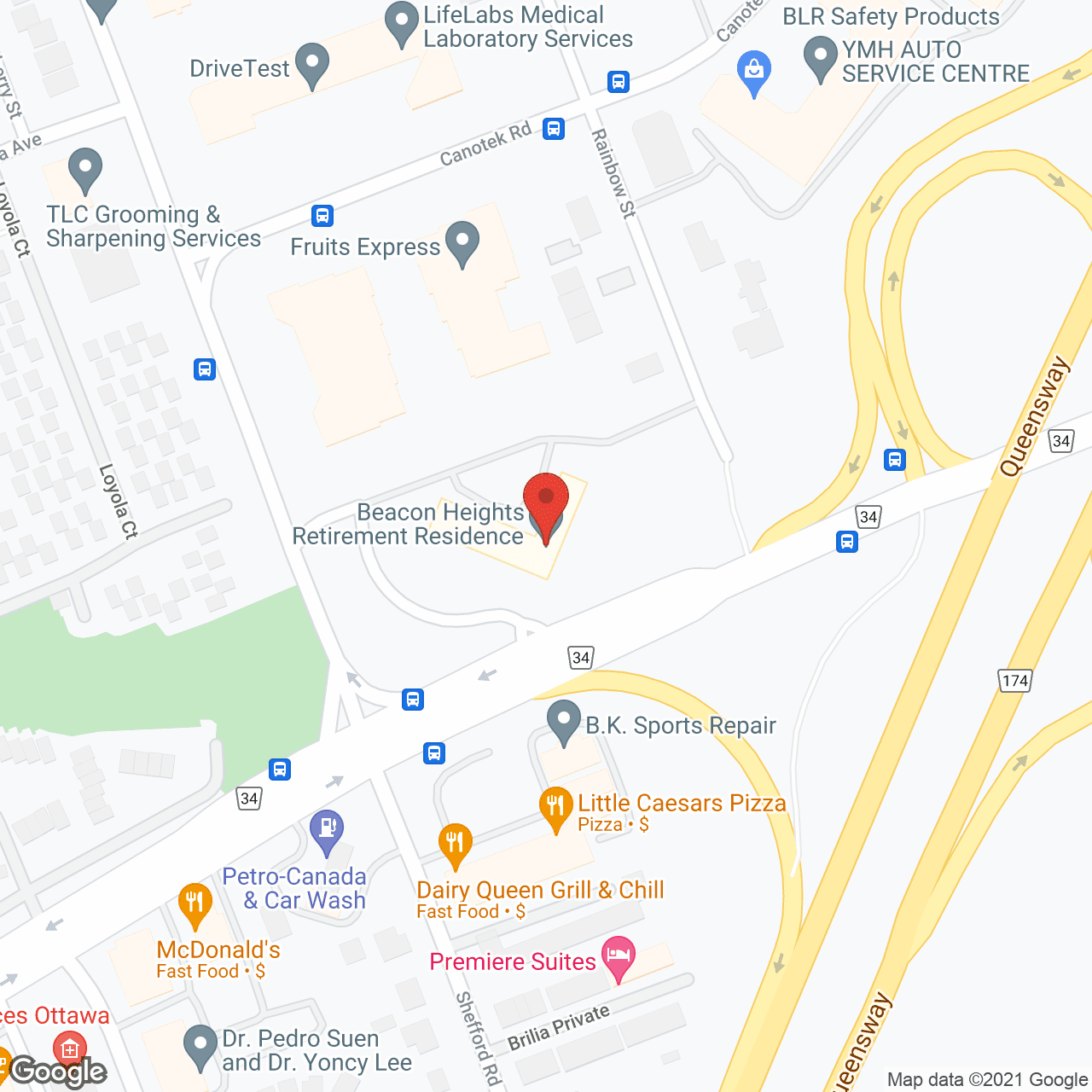Map of the neighborhood around Beacon Heights Retirement Residence