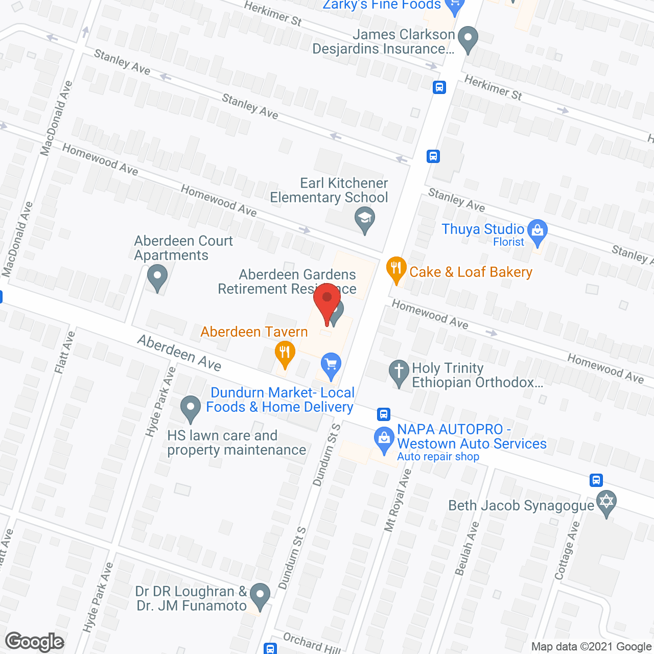 Map of the neighborhood around Aberdeen Gardens Retirement Residence