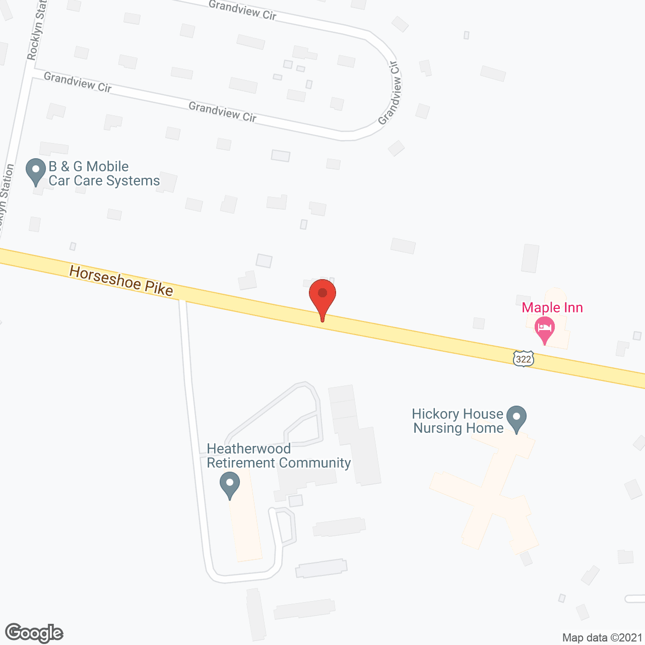 Map of the neighborhood around Heatherwood Retirement Community