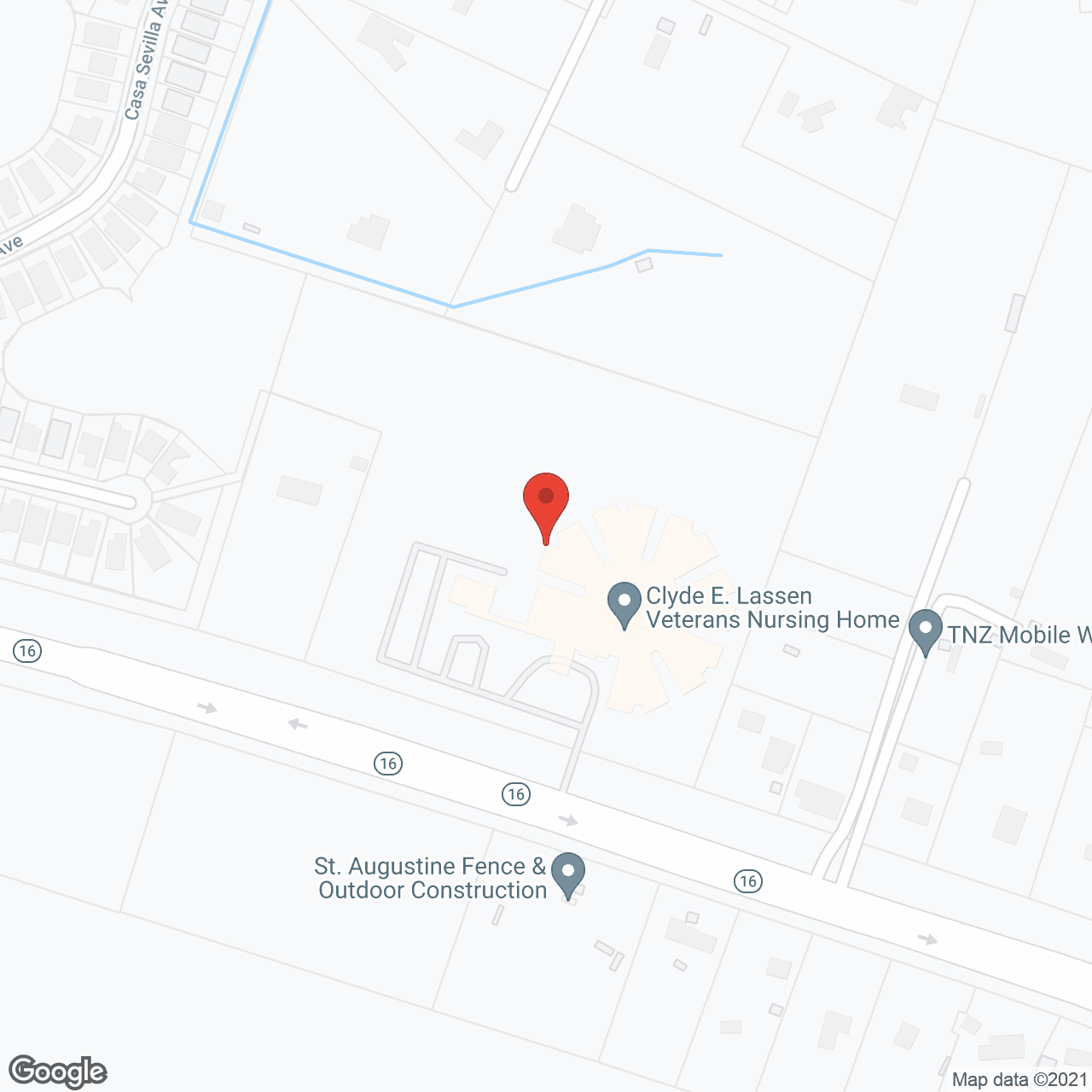 Map of the neighborhood around Clyde E Lassen State Veterans Nursing Home