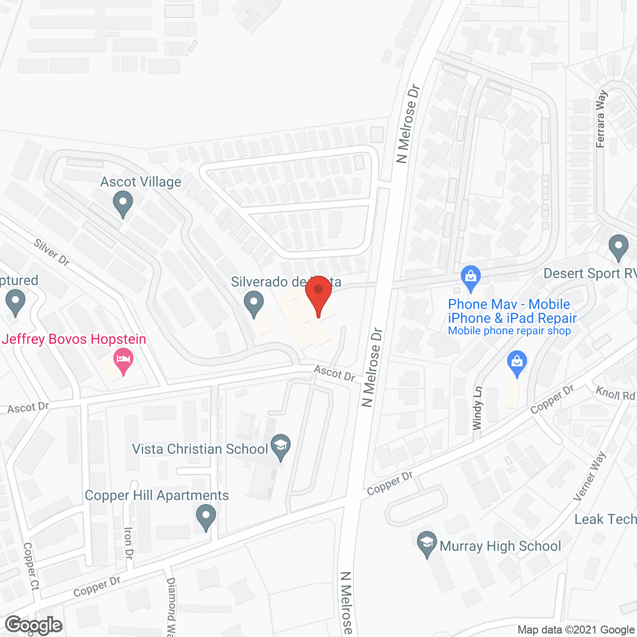 Map of the neighborhood around Vista Care