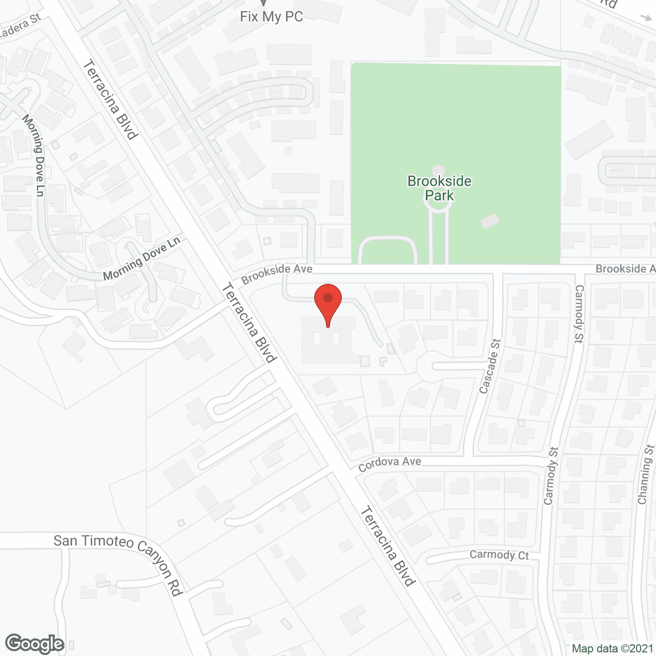 Map of the neighborhood around Brookside Healthcare Ctr