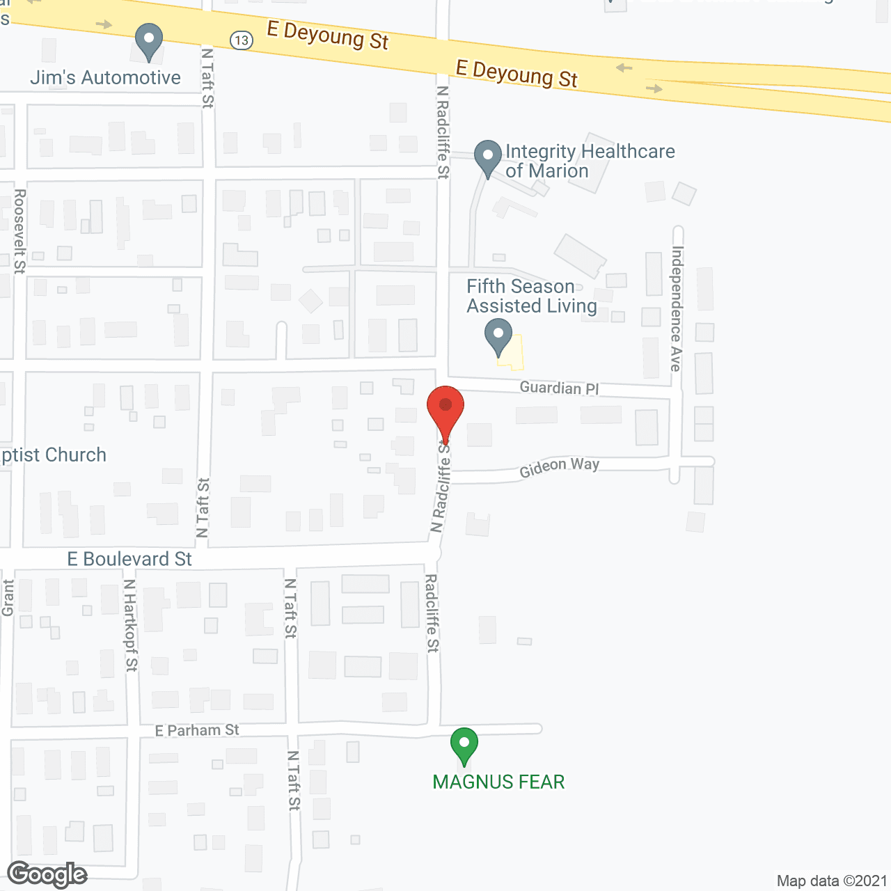 Map of the neighborhood around Fifth Season Residential