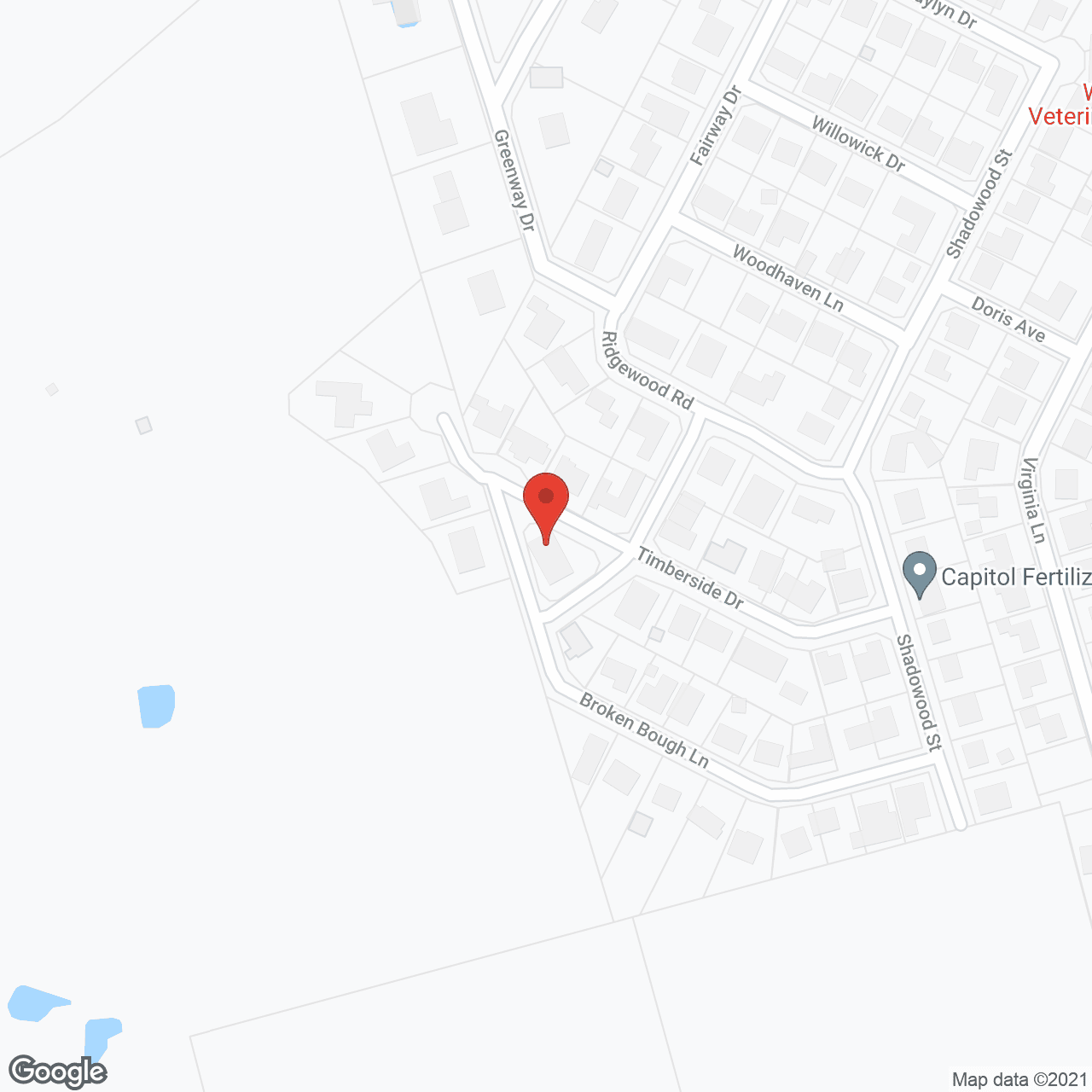 Map of the neighborhood around Shady Oaks Retreat