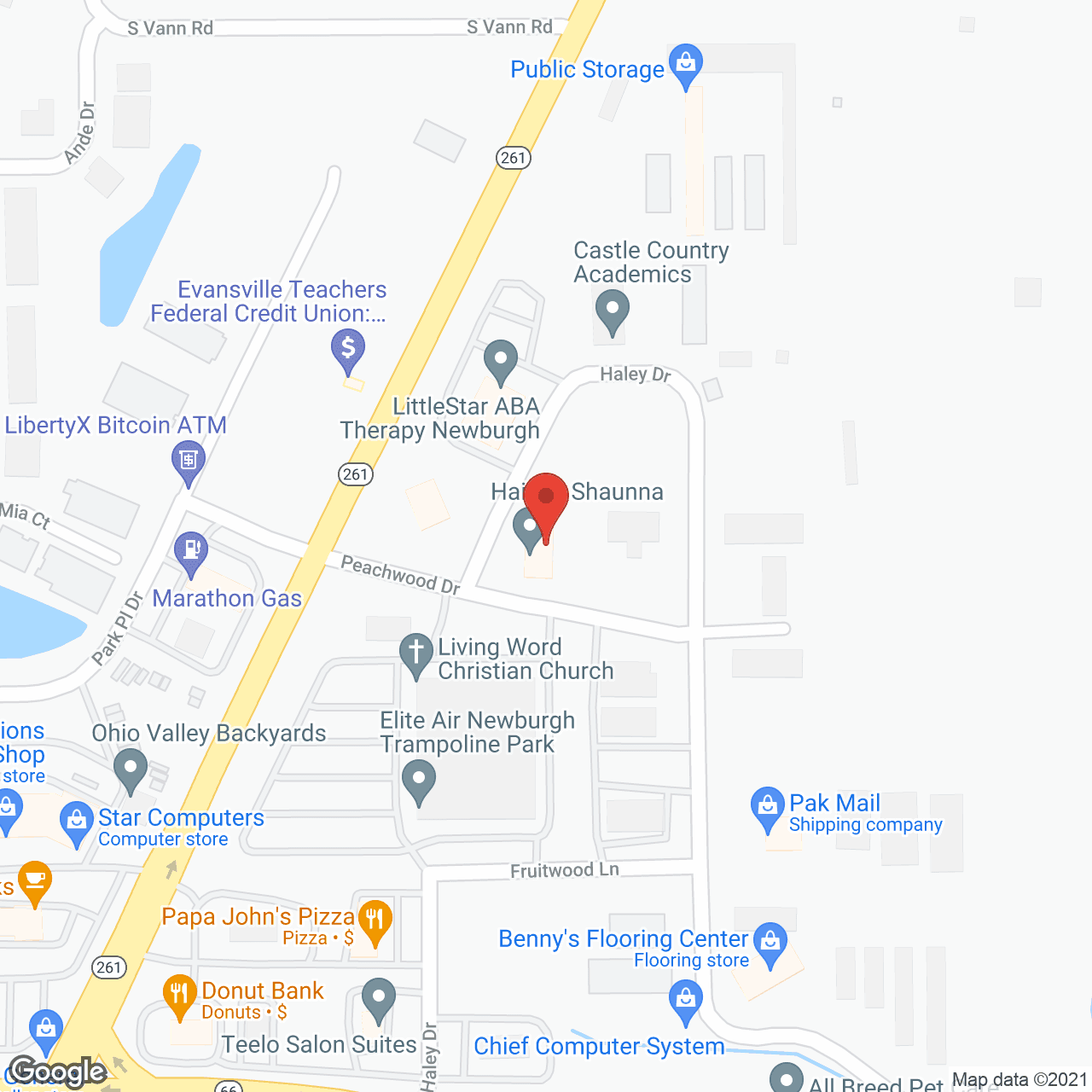 Map of the neighborhood around Aseracare Hospice Evansville
