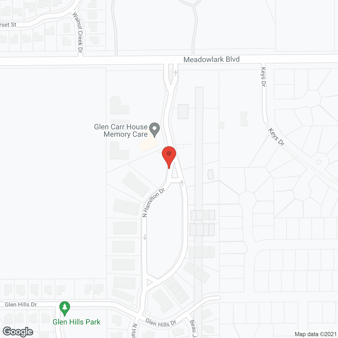 Map of the neighborhood around Glen Carr House