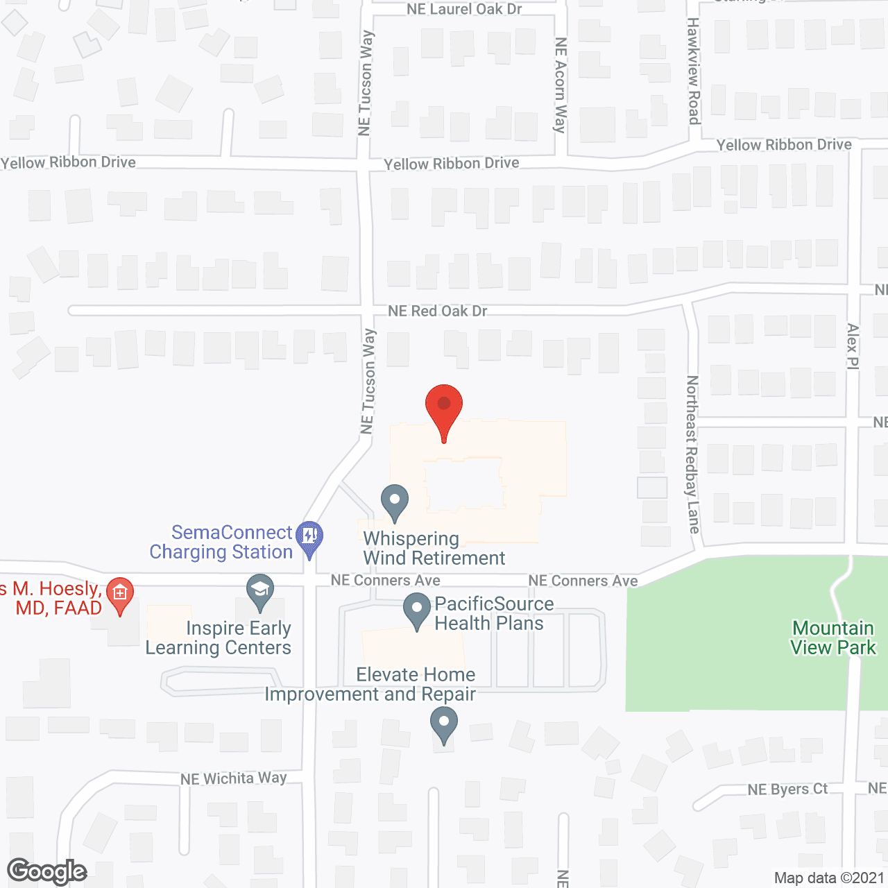 Map of the neighborhood around Whispering Winds Retirement