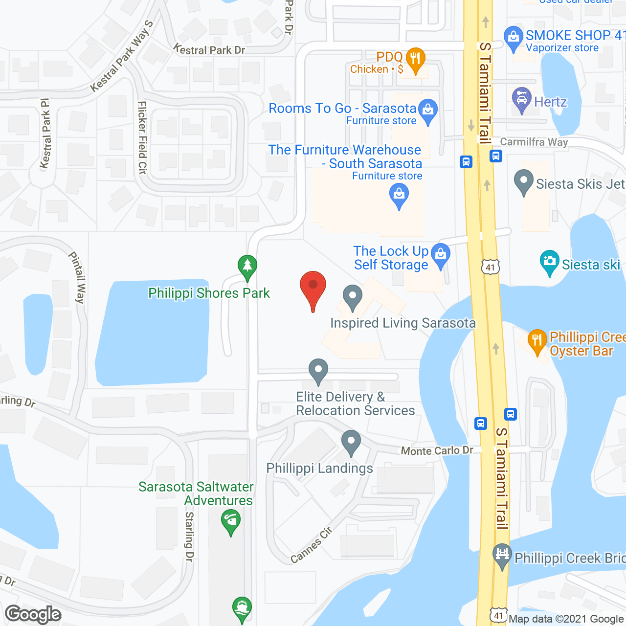 Map of the neighborhood around Inspired Living at Sarasota