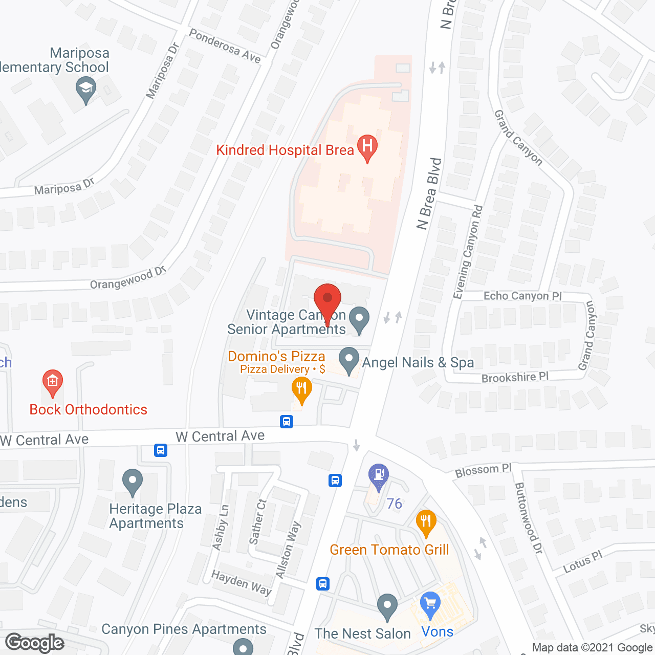 Map of the neighborhood around Vintage Canyon