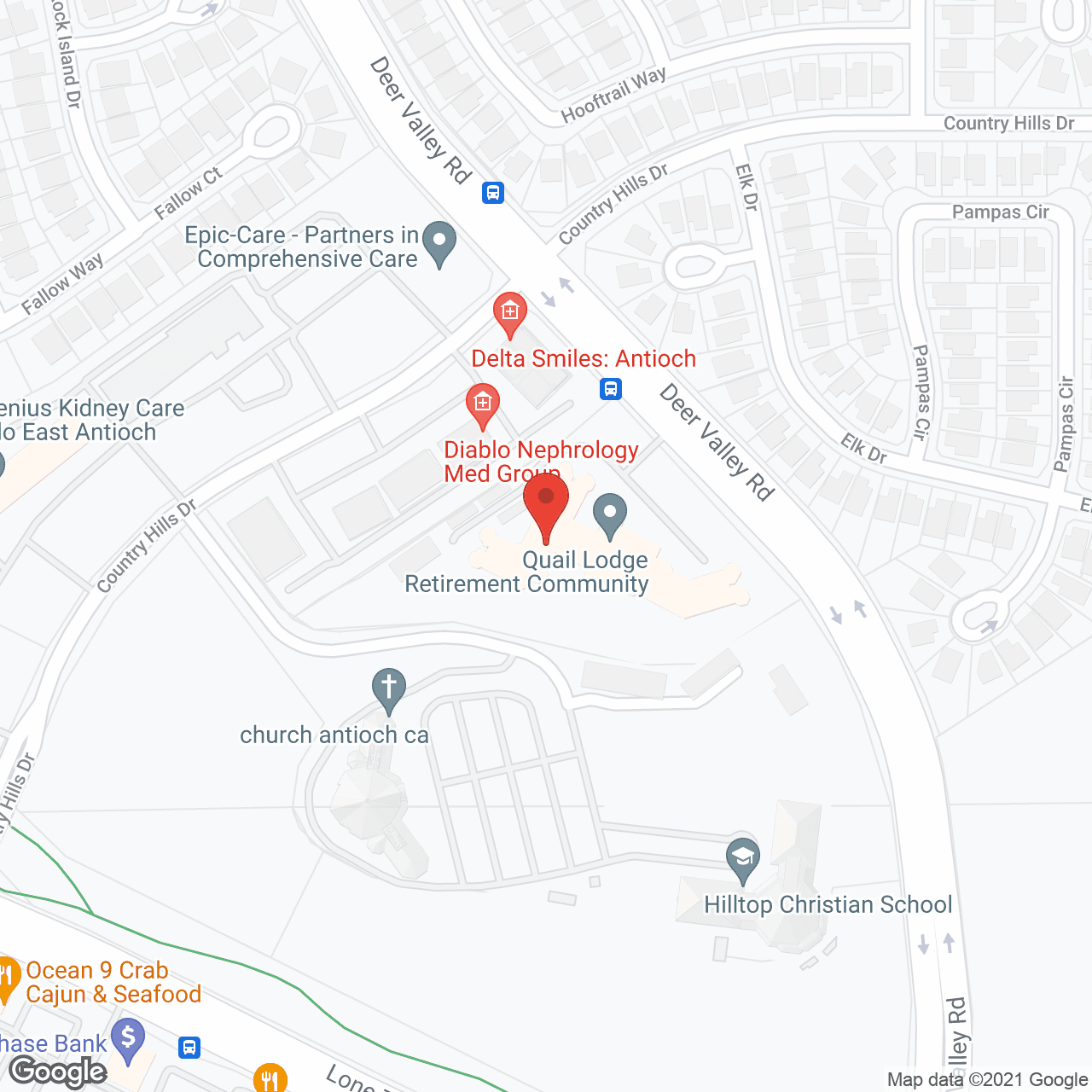 Map of the neighborhood around Quail Lodge Retirement Community