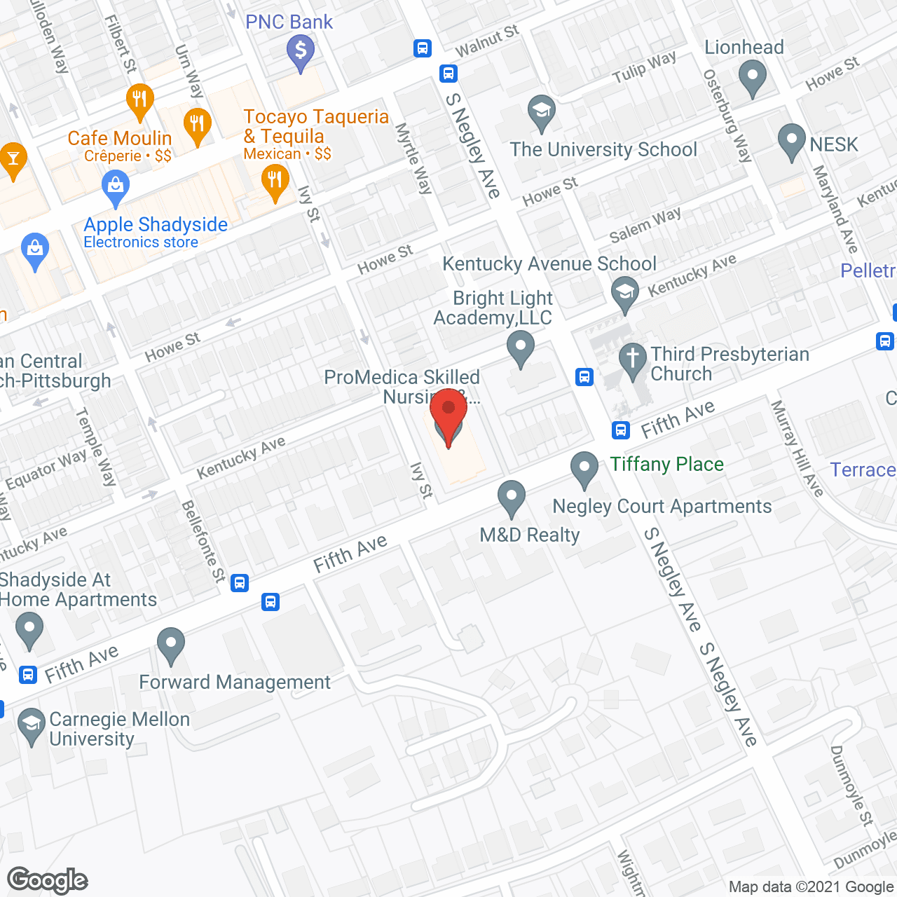 Map of the neighborhood around Manorcare Health Services Shadyside