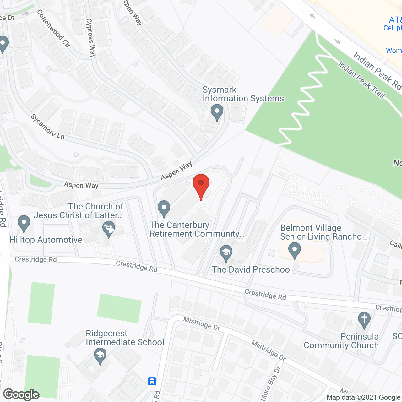 Map of the neighborhood around The Canterbury