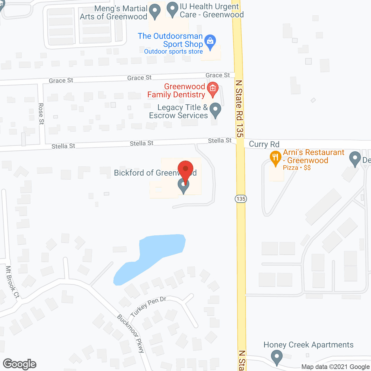 Map of the neighborhood around Bickford of Greenwood
