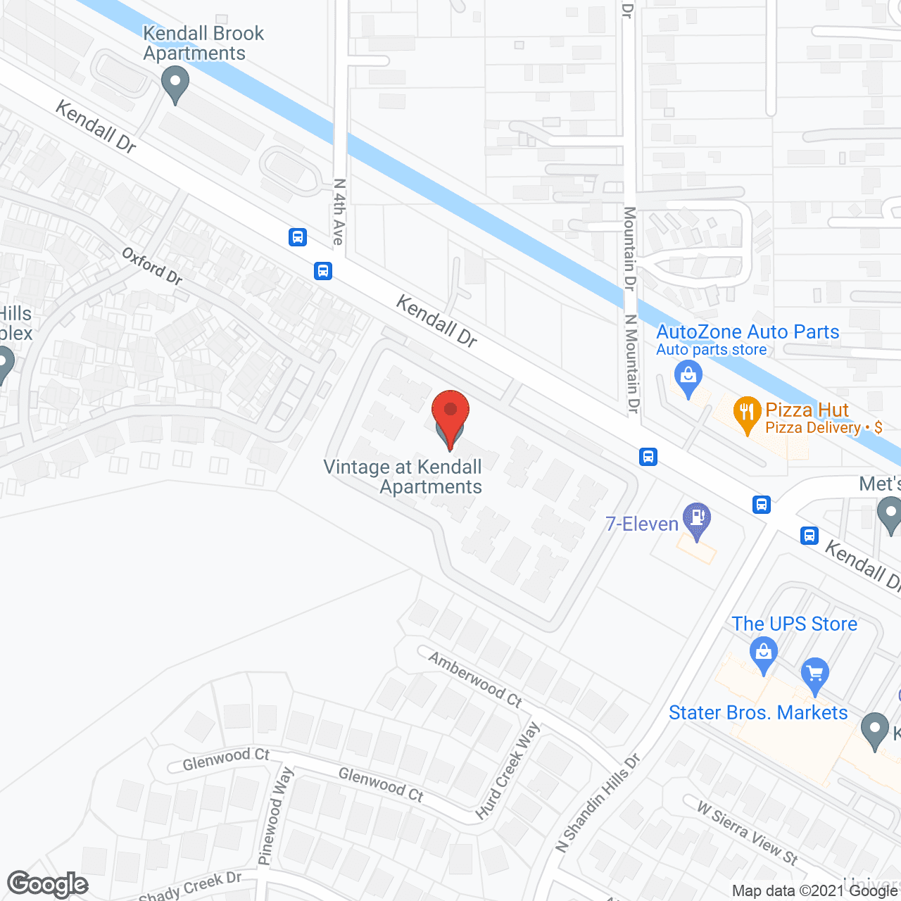 Map of the neighborhood around Vintage at Kendall