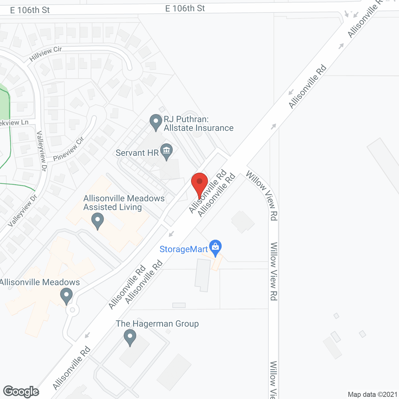 Map of the neighborhood around Allisonville Meadows Assisted Living