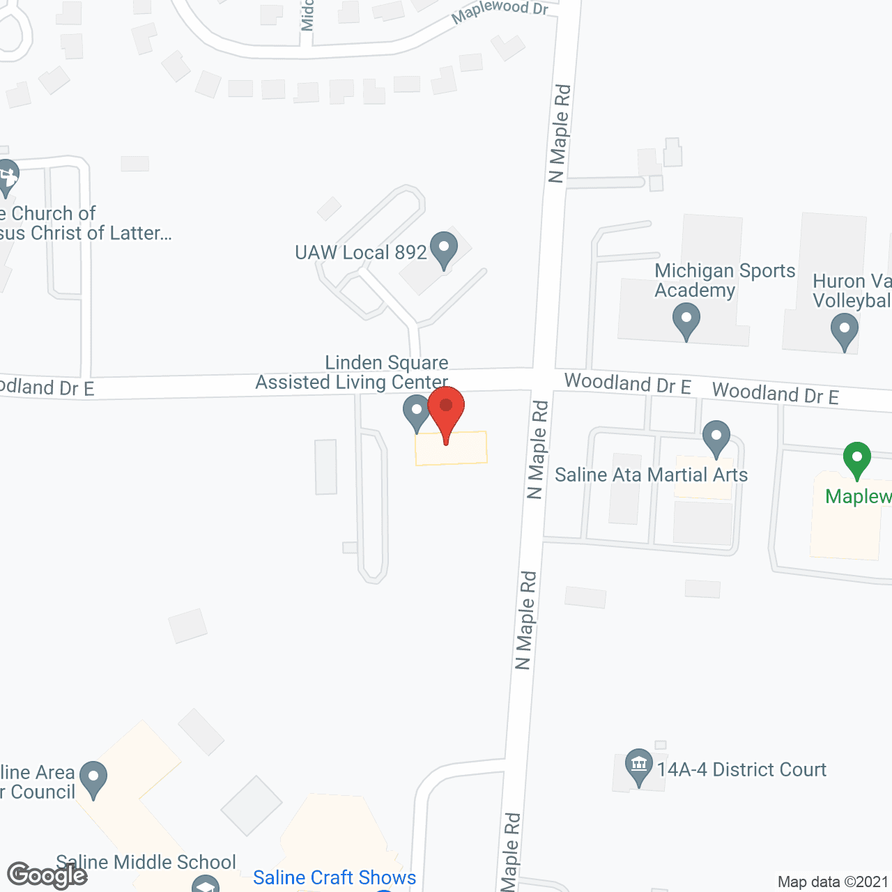 Map of the neighborhood around Linden Square Assisted Living Center