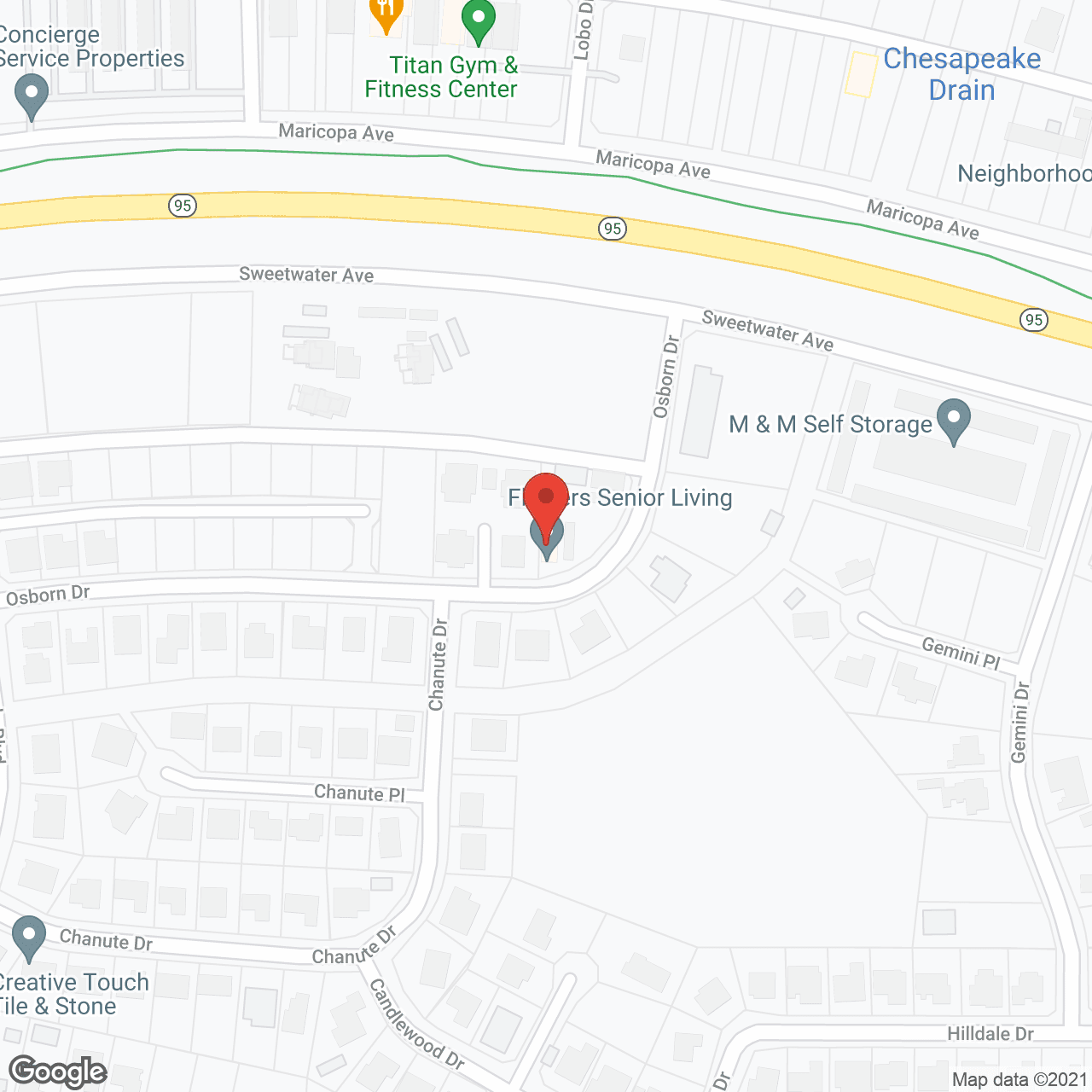 Map of the neighborhood around Flower's Assisted Living Home