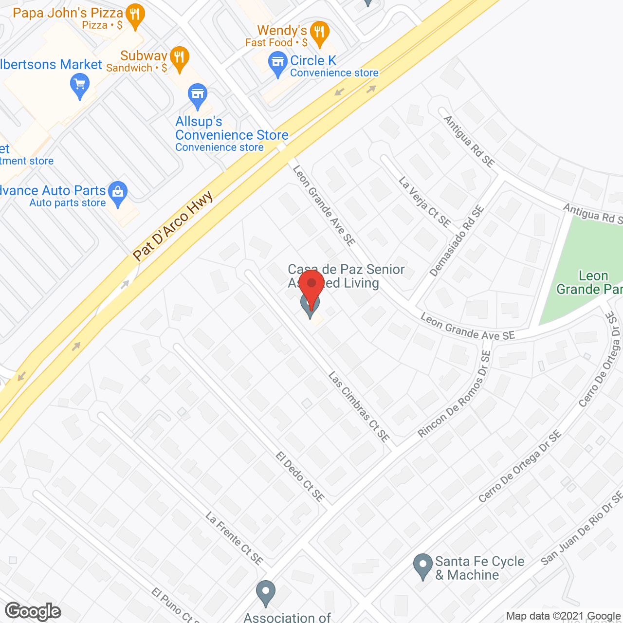 Map of the neighborhood around Casa De Paz