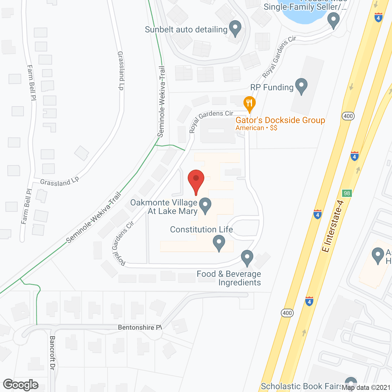 Map of the neighborhood around Oakmonte Village at Lake Mary Valencia