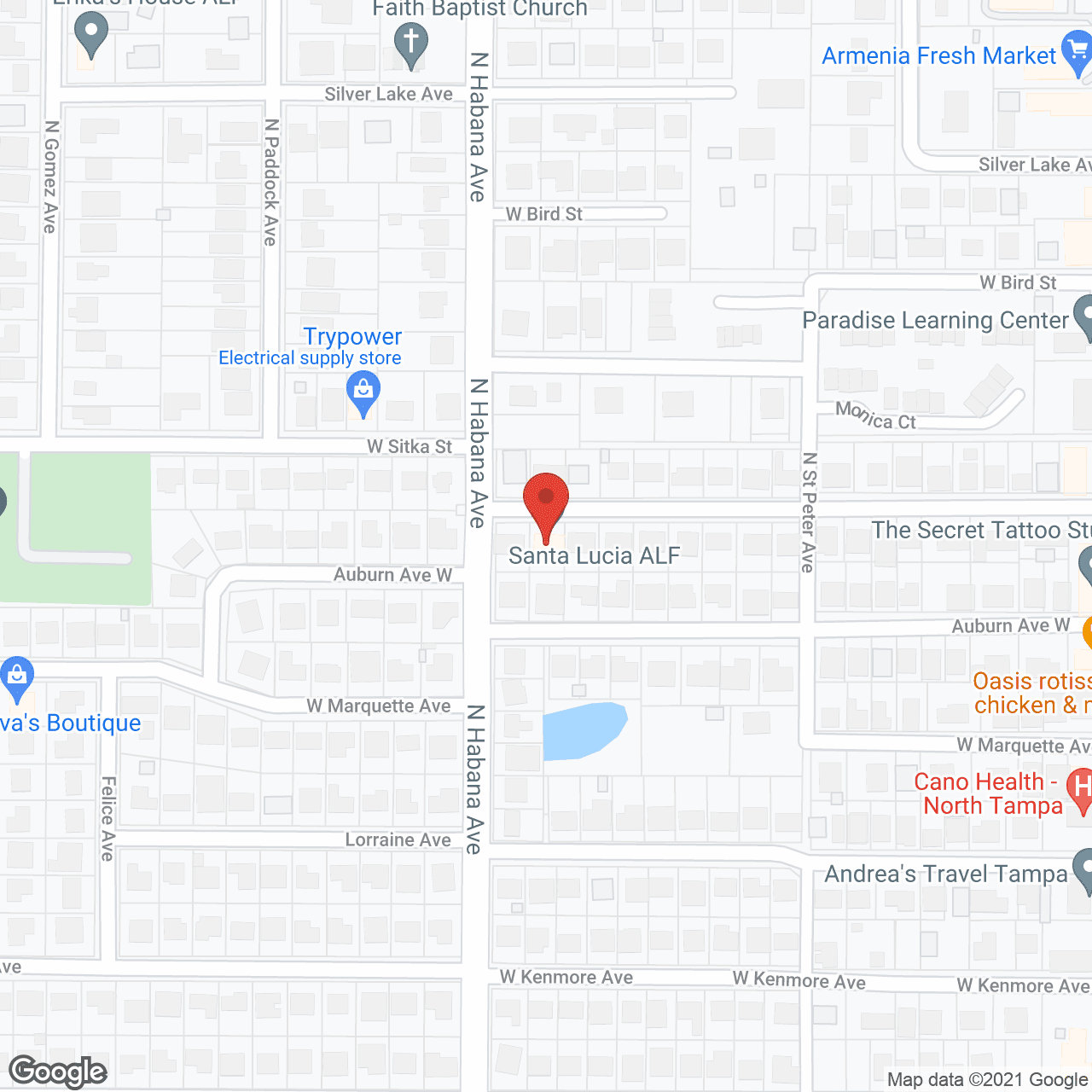 Map of the neighborhood around Santa Lucia Assisted Living Facility