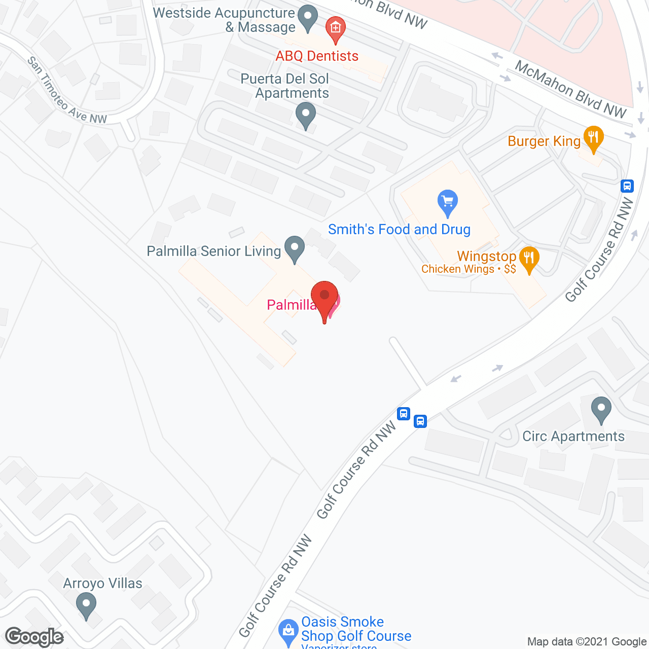 Map of the neighborhood around Palmilla Senior Living