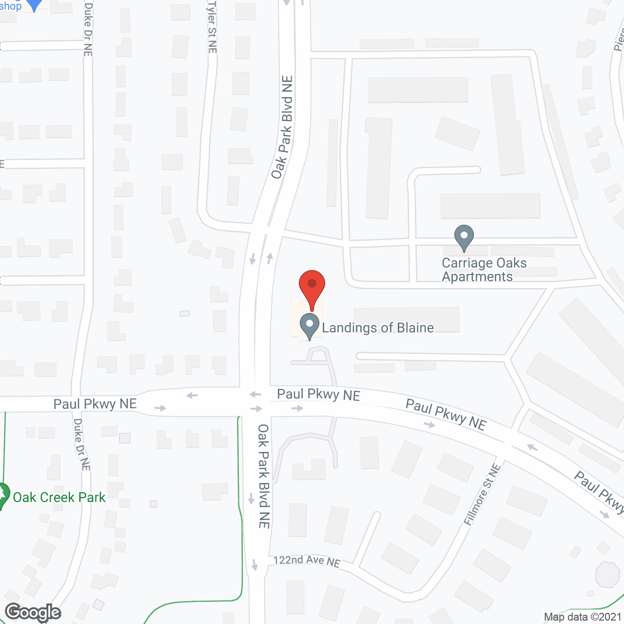 Map of the neighborhood around Northern Oaks