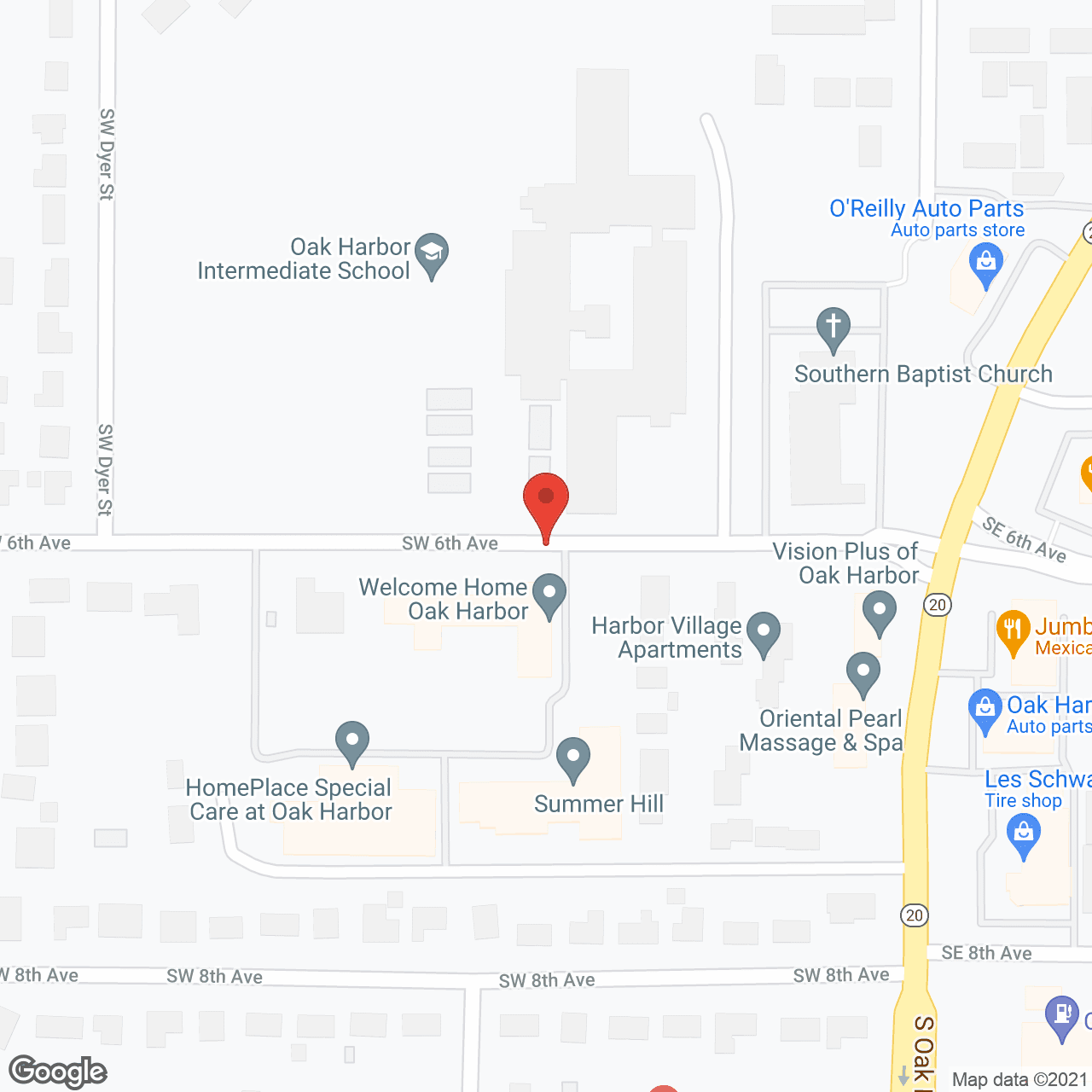 Map of the neighborhood around HomePlace Memory Care at Oak Harbor