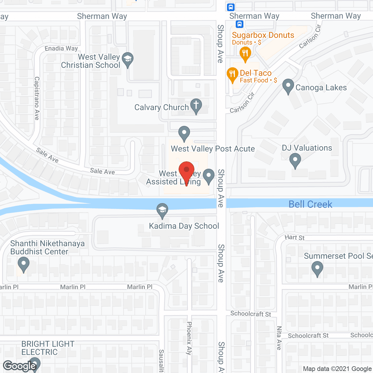 Map of the neighborhood around West Hills Assisted Living