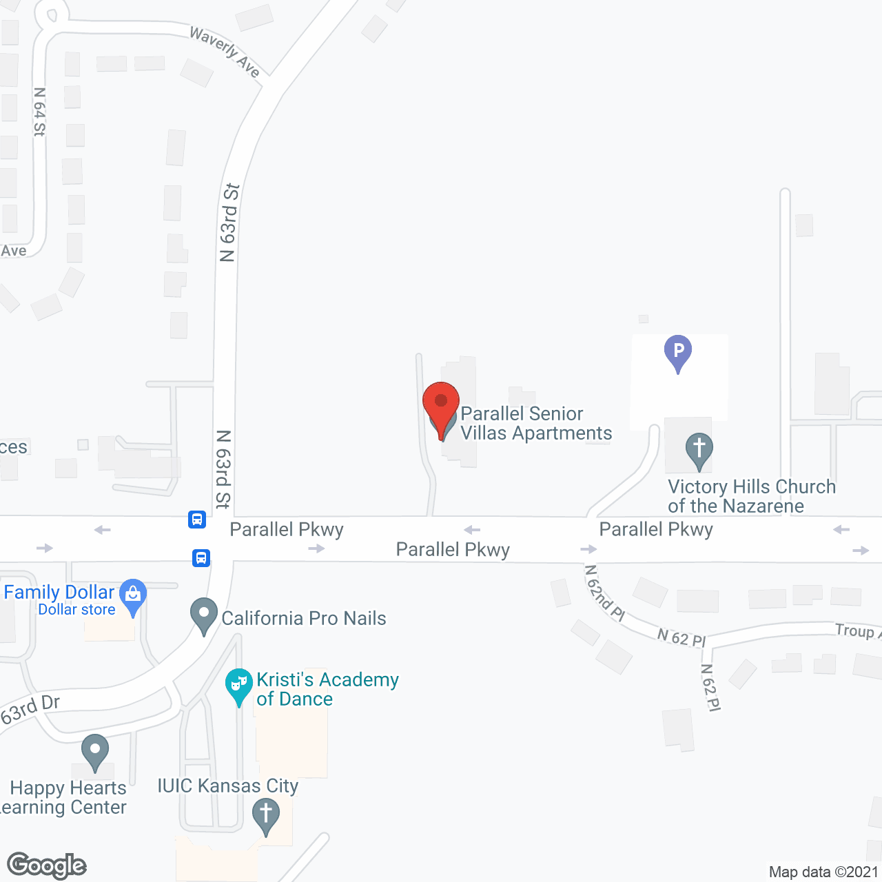 Map of the neighborhood around Parallel Senior Villas