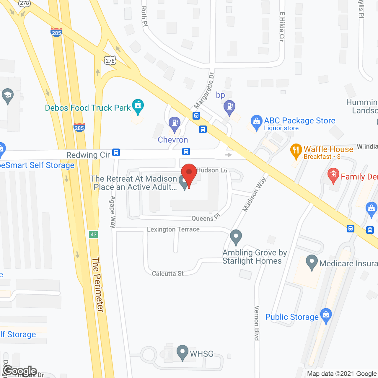Map of the neighborhood around The Retreat at Madison Place