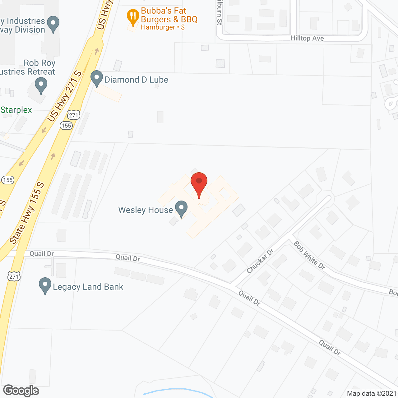 Map of the neighborhood around Wesley House Assisted Living and Wesley Oaks
