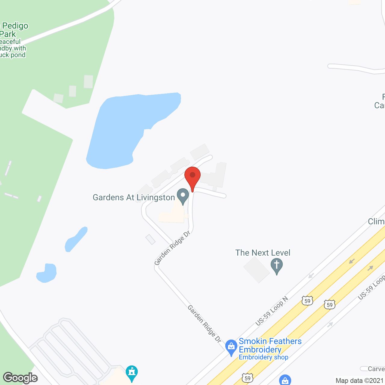 Map of the neighborhood around The Gardens at Livingston