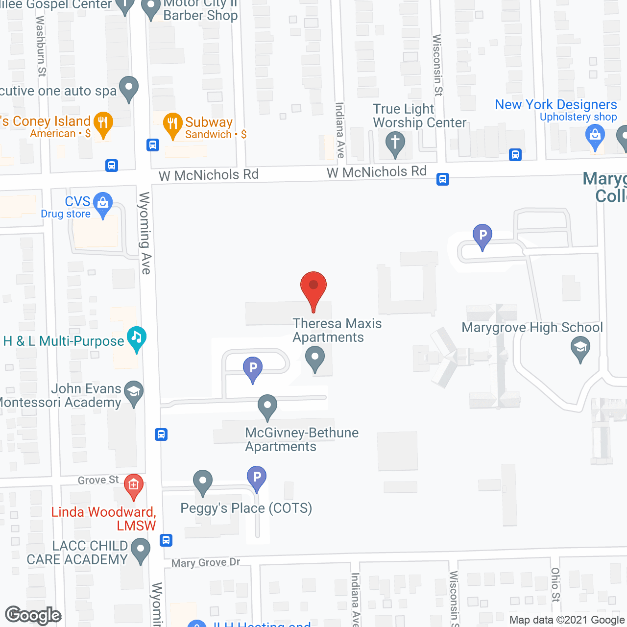 Map of the neighborhood around Theresa Maxis