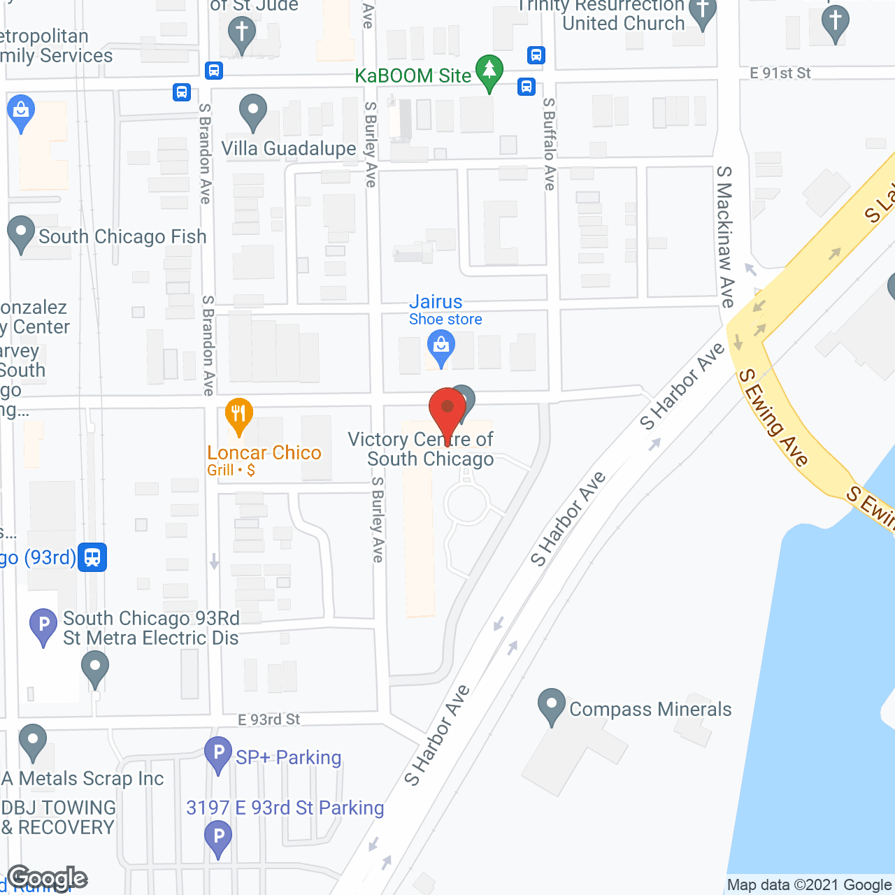 Map of the neighborhood around Victory Centre of South Chicago