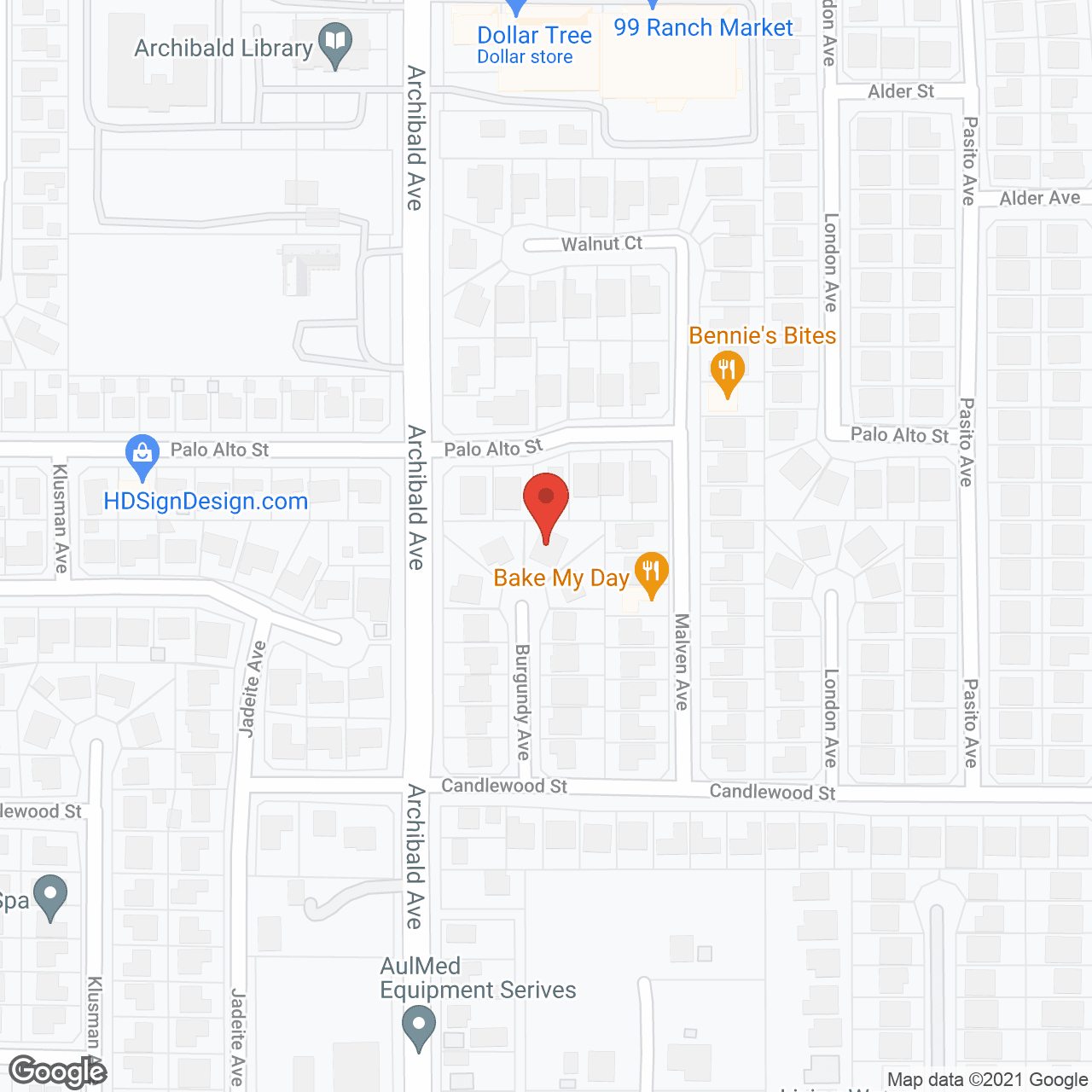 Map of the neighborhood around Palm Delight II
