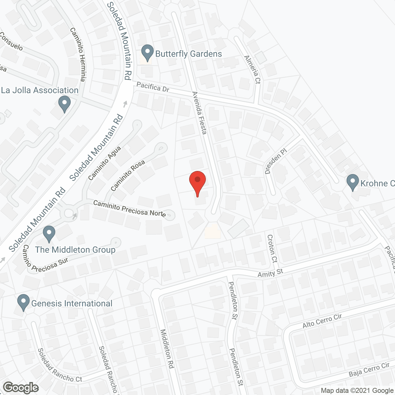 Map of the neighborhood around La Jolla Casa Fiesta