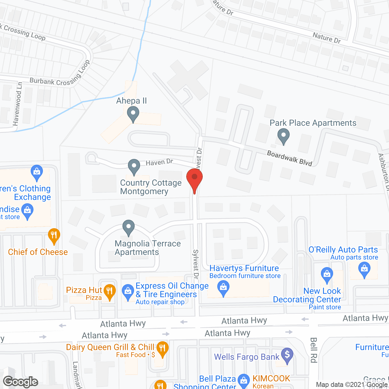 Map of the neighborhood around Country Cottage - Montgomery