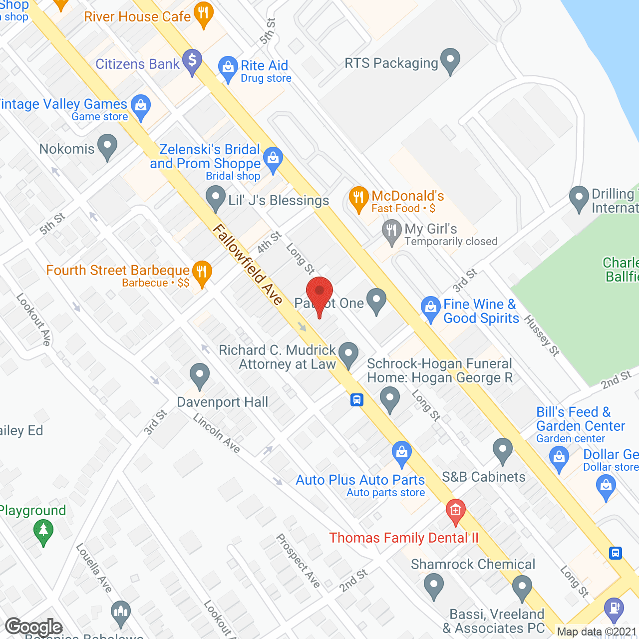 Map of the neighborhood around The Adams House