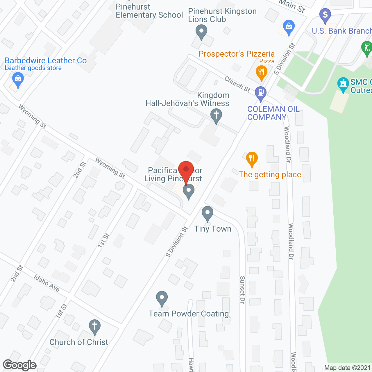 Map of the neighborhood around Pacifica Senior Living Pinehurst