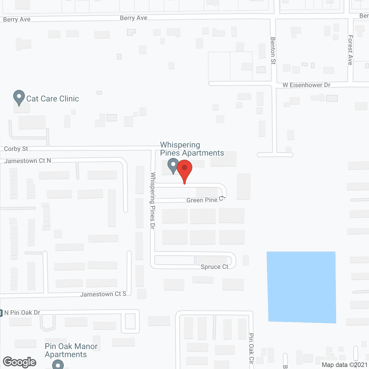 Map of the neighborhood around Whispering Pines