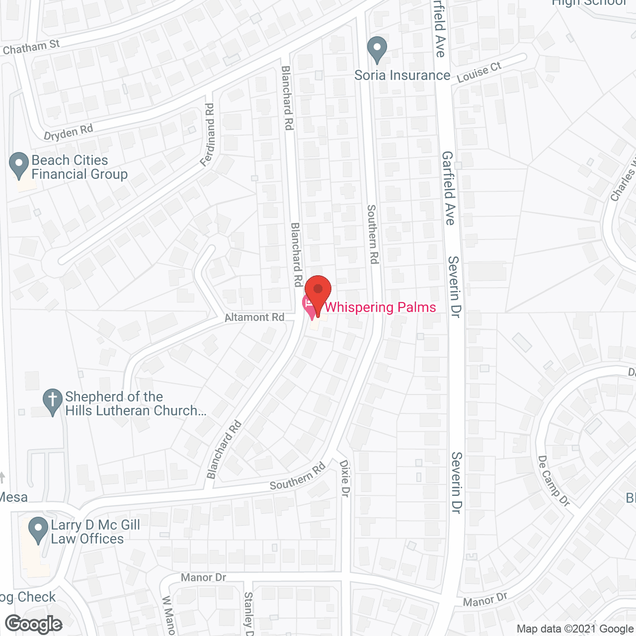 Map of the neighborhood around Whispering Palms