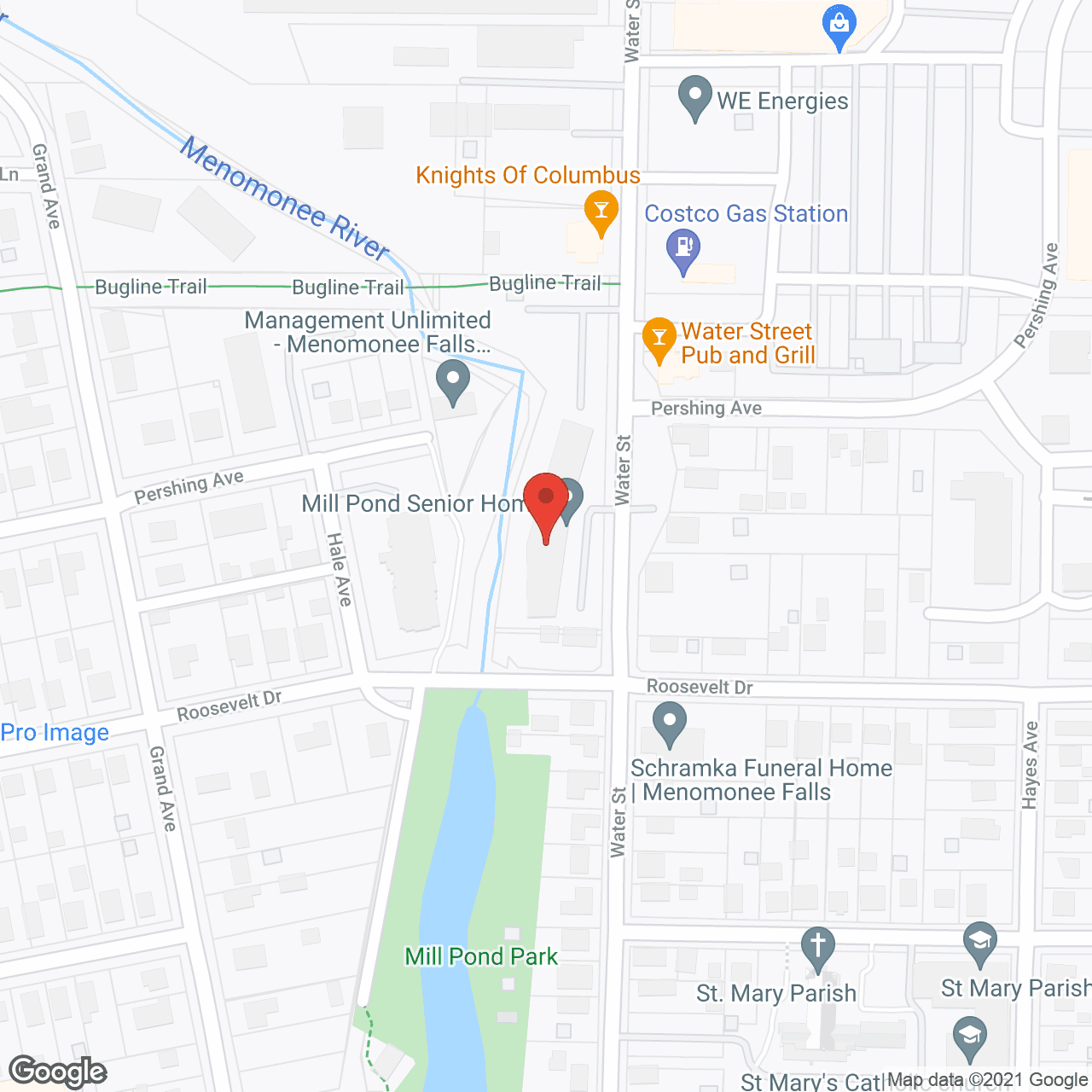 Map of the neighborhood around Mill Pond Senior Village