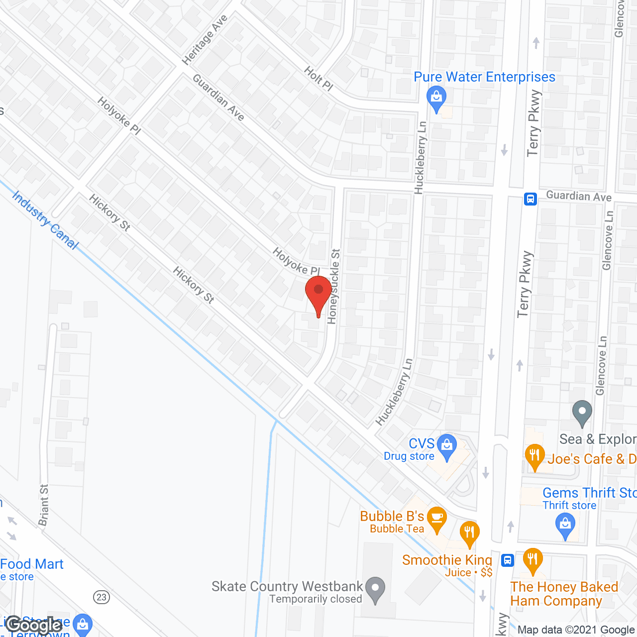 Map of the neighborhood around Honeysuckle House
